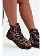 Dámské zimní kotníkové boty květinové Artiker 57C1050 multikolor