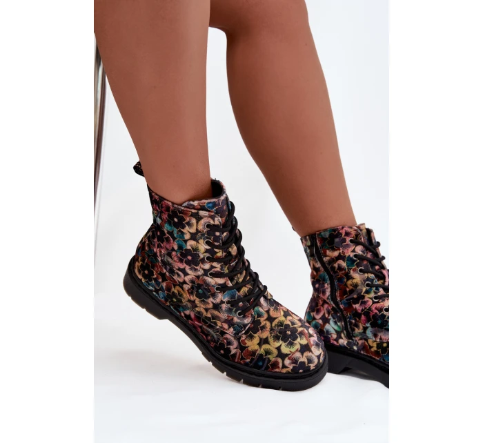 Dámské zimní kotníkové boty květinové Artiker 57C1050 multikolor