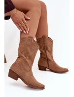 Dámské kotníkové boty cowgirl na podpatku – béžové Lovelle Dámské kotníkové boty cowgirl na podpatku – béžové Lovelle