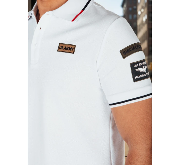 Pánská polokošile s nášivkami bílá FashionStreet PX0635