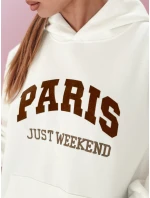 Dámská mikina oversize PARISSIA ecru FashionStreet BY1454 Dámská mikina oversize PARISSIA ecru FashionStreet BY1454