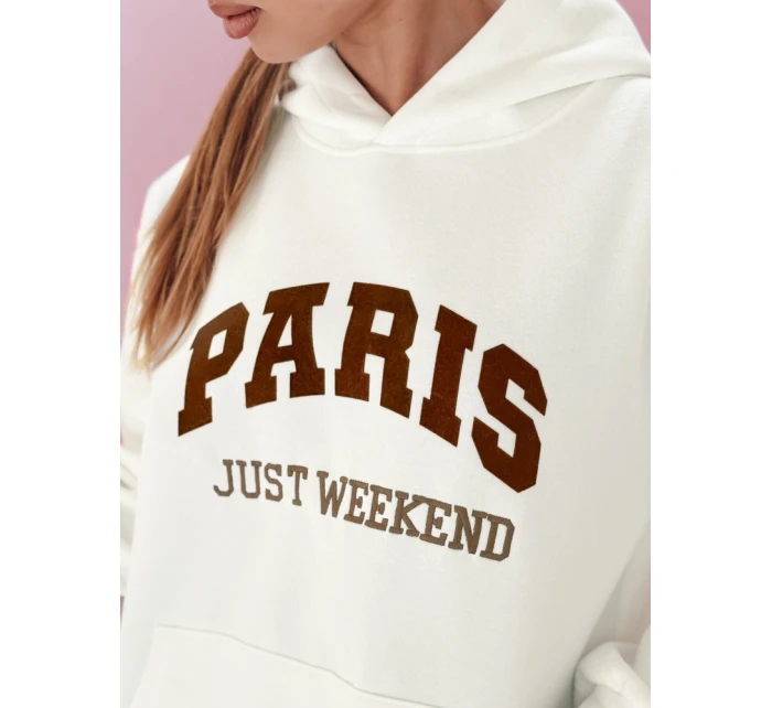 Dámská mikina oversize PARISSIA ecru FashionStreet BY1454 Dámská mikina oversize PARISSIA ecru FashionStreet BY1454