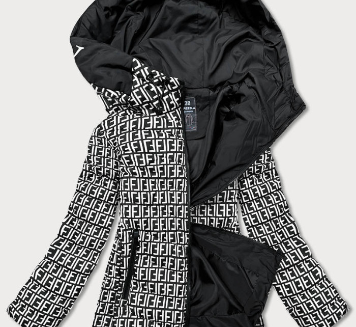 Černo-bílá dámská vzorovaná bunda (W711)