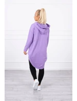 Mikina s dlouhými zády a kapucí tmavě fialová