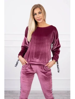 Láska velurová sada tmavě růžová