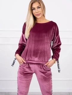 Láska velurová sada tmavě růžová