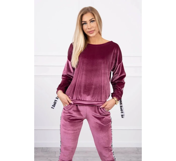 Láska velurová sada tmavě růžová Láska velurová sada tmavě růžová