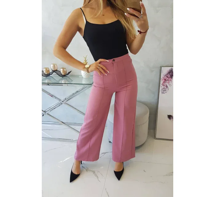 Široké kalhoty tmavě růžové