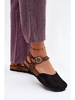 Kožené semišové dámské sandály s uzavřenými prsty Maciejka H7365-01 Černé