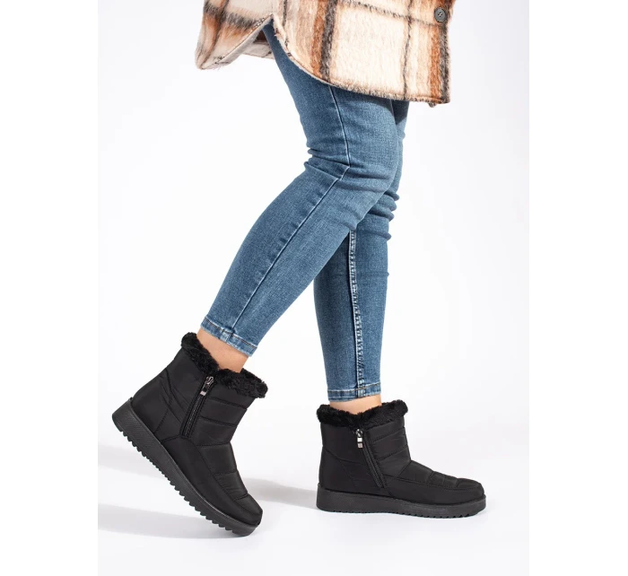 Výborné sněhule černé dámské bez podpatku Výborné sněhule černé dámské bez podpatku