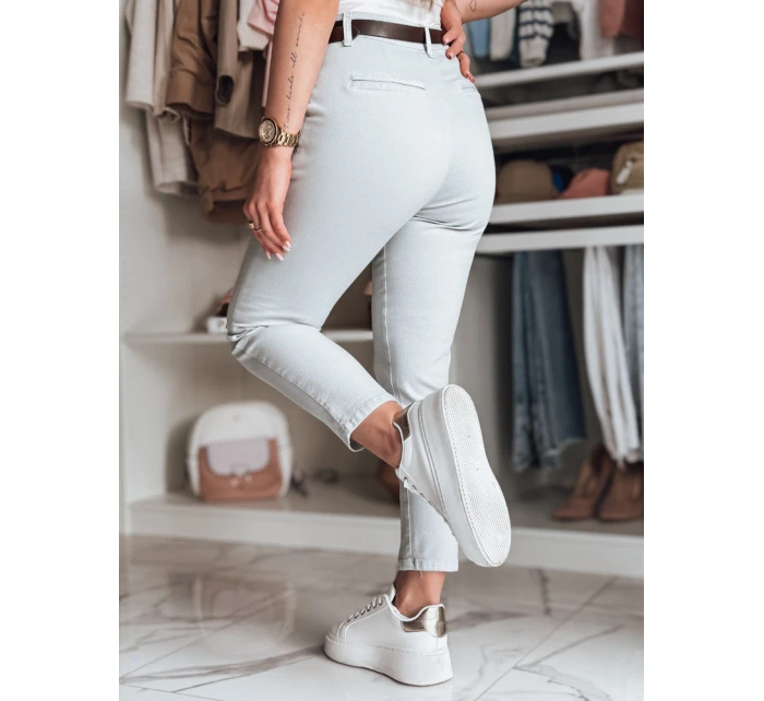 Dámské kalhoty slim fit s páskem TAIRONIK světle šedé FashionStreet UY2538