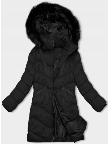 Černá dámská zimní bunda s kapucí (5M732-392)