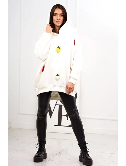 Zateplená mikina s model 19049176 motivem ecru - K-Fashion