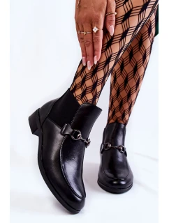 Kožené dámské ploché boty černé Elin