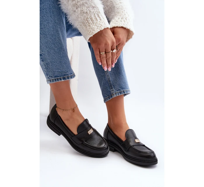 Zazoo 20165 Dámské kožené mokasíny černé