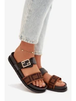 Dámské pantofle se zlatým sponou Černé model 21898346 - Boto Dámské pantofle se zlatým sponou Černé model 21898346 - Boto