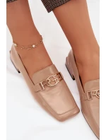 Kožené dámské mokasíny s ozdobným detailem model 22031816 Béžové - D&A Kožené dámské mokasíny s ozdobným detailem model 22031816 Béžové - D&A