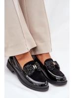 Dámské lakované mokasíny s mašlí S.Barski – černé