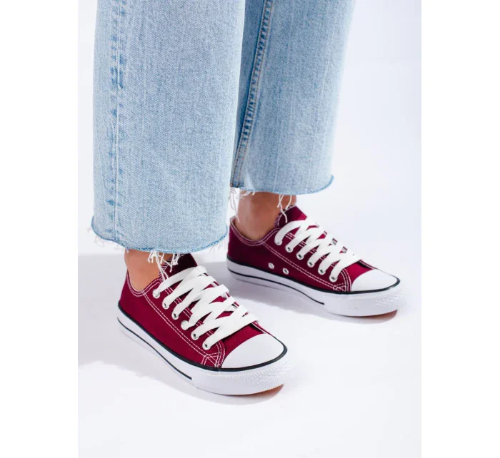 Exkluzívní vínový tenisky dámské bez podpatku Exkluzívní vínový tenisky dámské bez podpatku