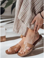 KLASSINO khaki FashionStreet dámské žabky s výřezem ZY0881