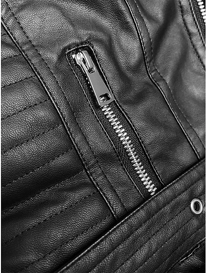 Černá dámská bunda ramoneska s kapucí model 21247243 - J.STYLE
