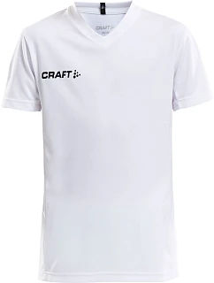 Craft Teamwear Squad Go Jersey Solid Jr Dětské sportovní tričko s výstřihem do V 82.5582 white