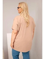 Dámská bavlněná halenka Plus Size s motýlky camelová Dámská bavlněná halenka Plus Size s motýlky camelová
