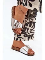 Dámské Pantofle Na Korek Platformě S Přezkou Stříbrné Vianara Dámské Pantofle Na Korek Platformě S Přezkou Stříbrné Vianara