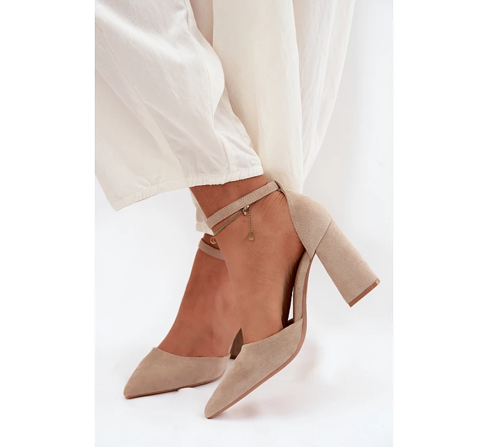 Lodičky na podpatku z imitace semiše béžové Selvra