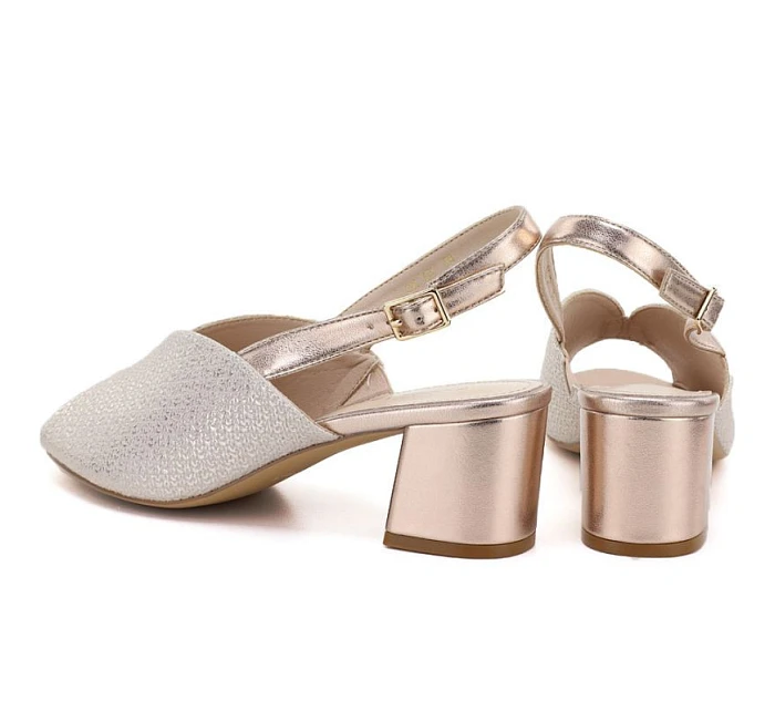 Dámské zlaté sandály na podpatku Sergio model 22121902 - LEONE