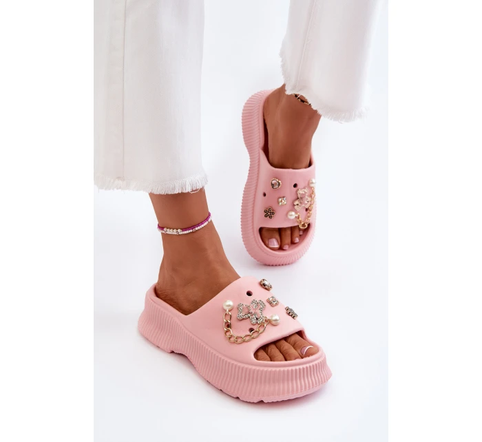 Dámské Pěnové Žabky S Ozdobami Růžové model 21653110 - Boto Dámské Pěnové Žabky S Ozdobami Růžové model 21653110 - Boto