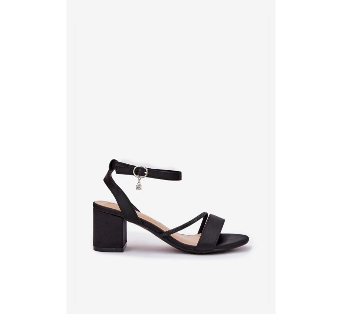 Dámské Sandály Na Podpatku Se Zirkony 20268 Černé Vinceza