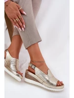 Dámské Kožené Sandály Na Klínu Artiker 56C0920 Zlaté