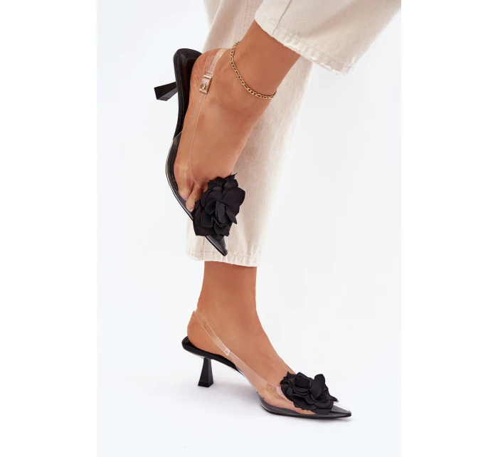 Průhledné Sandály Na Podpatku S Ozdobným Černé model 21699913 - Boto Průhledné Sandály Na Podpatku S Ozdobným Černé model 21699913 - Boto
