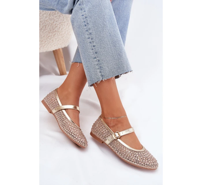 Zdobené Dámské Baletky S Pásem A Sponou Zlaté Avirae Zdobené Dámské Baletky S Pásem A Sponou Zlaté Avirae