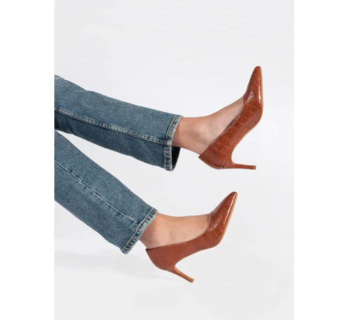 Stylové hnědé dámské lodičky na jehlovém podpatku Stylové hnědé dámské lodičky na jehlovém podpatku