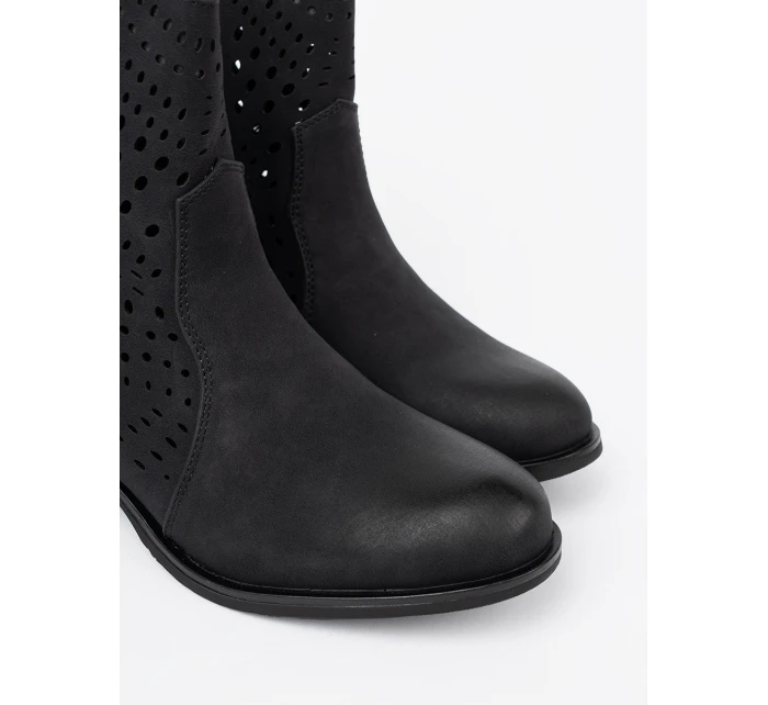 Zajímavé  kotníčkové boty dámské černé bez podpatku