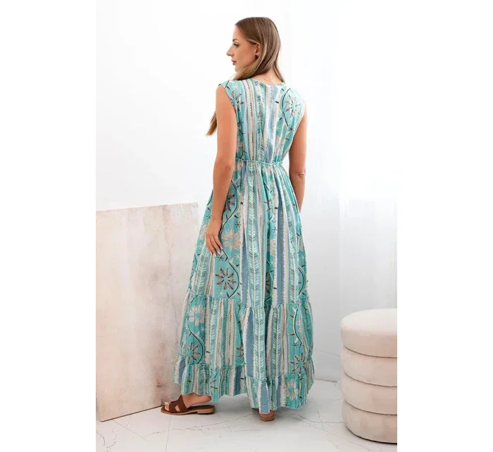 Dámská bavlněná pláštěnka se zavazováním v pase tyrkys