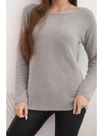 Svetr dámský z měkké pleteniny s kulatým výstřihem hnědý Svetr dámský z měkké pleteniny s kulatým výstřihem hnědý