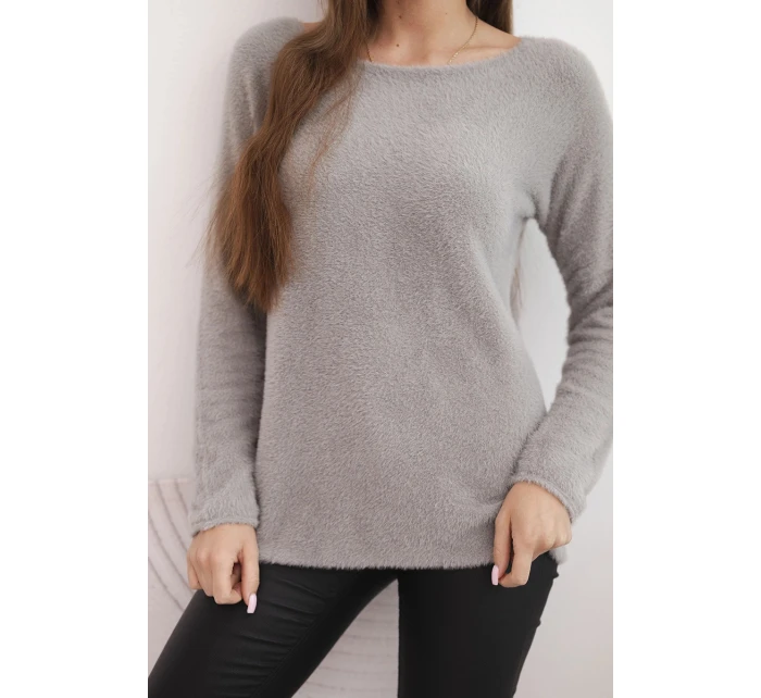 Svetr dámský z měkké pleteniny s kulatým výstřihem hnědý Svetr dámský z měkké pleteniny s kulatým výstřihem hnědý