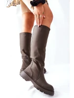 Dámské Kozačky Khaki  On model 21562160 - S.Barski