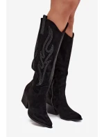 Dámské Boty S Dekorací Na Podpatku Černé model 21704704 - Boto