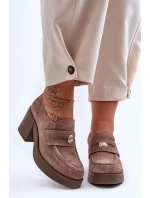 Dámské Zamszové Polobotky Na Sloupku Bežové Dunadia Dámské Zamszové Polobotky Na Sloupku Bežové Dunadia