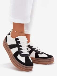 Dámské tenisky na platformě – bílo-černé