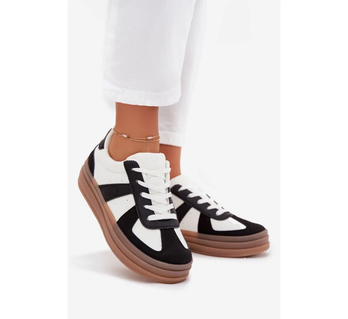 Dámské tenisky na platformě – bílo-černé