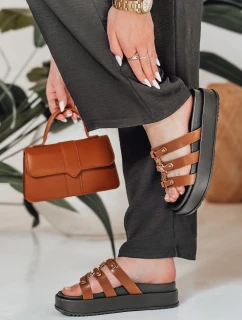 Dámské žabky na platformě PLATOFI camel FashionStreet ZY0880