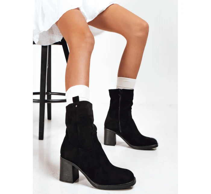 Dámské semišové kozačky na podpatku černé FashionStreet ZY1222