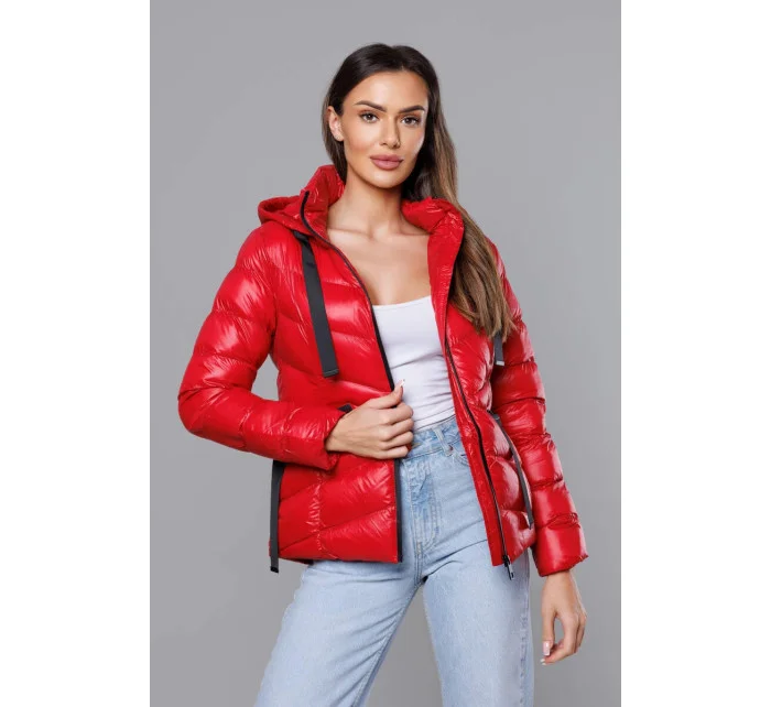 Červená krátká dámská zimní bunda (23066-(270)(1)) Červená krátká dámská zimní bunda (23066-(270)(1))
