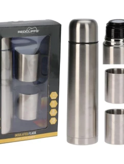 CESTOVNÍ TERMOSKA 1000 ML SE 2 ŠÁLKY STŘÍBRNÁ