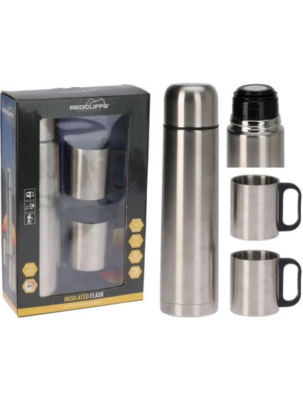 CESTOVNÍ TERMOSKA 1000 ML SE 2 ŠÁLKY STŘÍBRNÁ CESTOVNÍ TERMOSKA 1000 ML SE 2 ŠÁLKY STŘÍBRNÁ